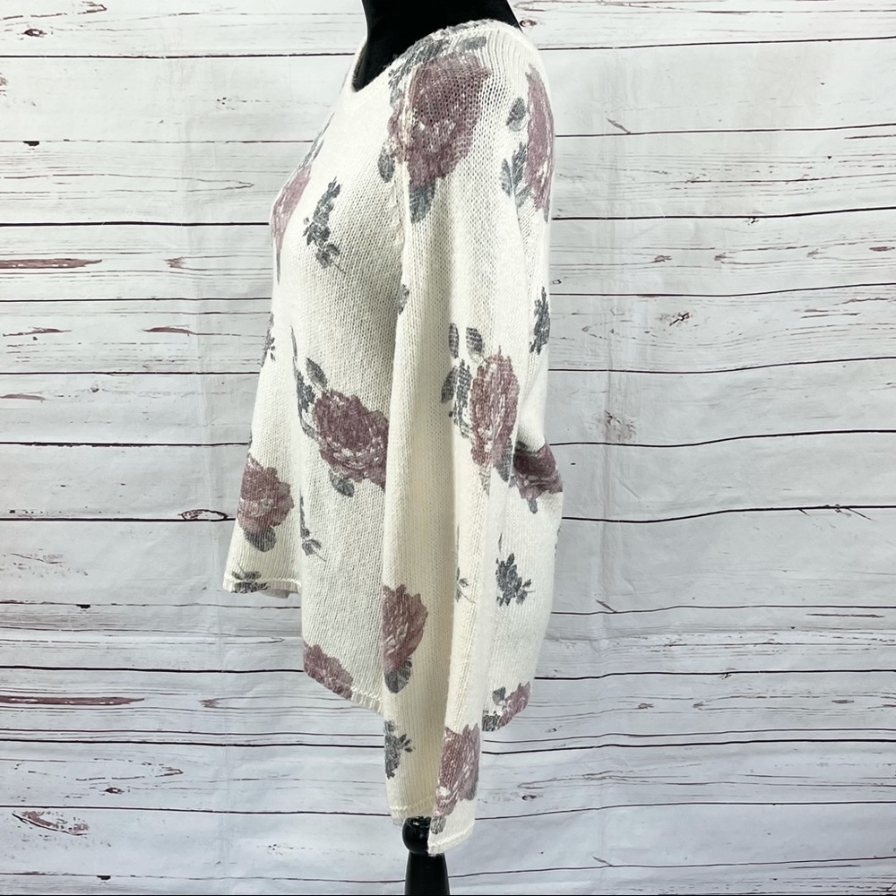 Lucky Brand Womens Pullover Sweater Scoop Neck Long Sleeve Floral Size L. - Picture 4 of 11